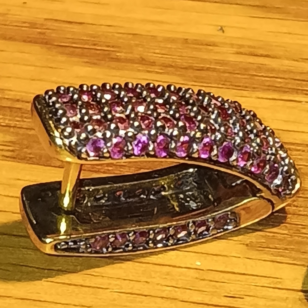18k Over 925 Natural Pink Ruby Earrings - Picture 12 of 16